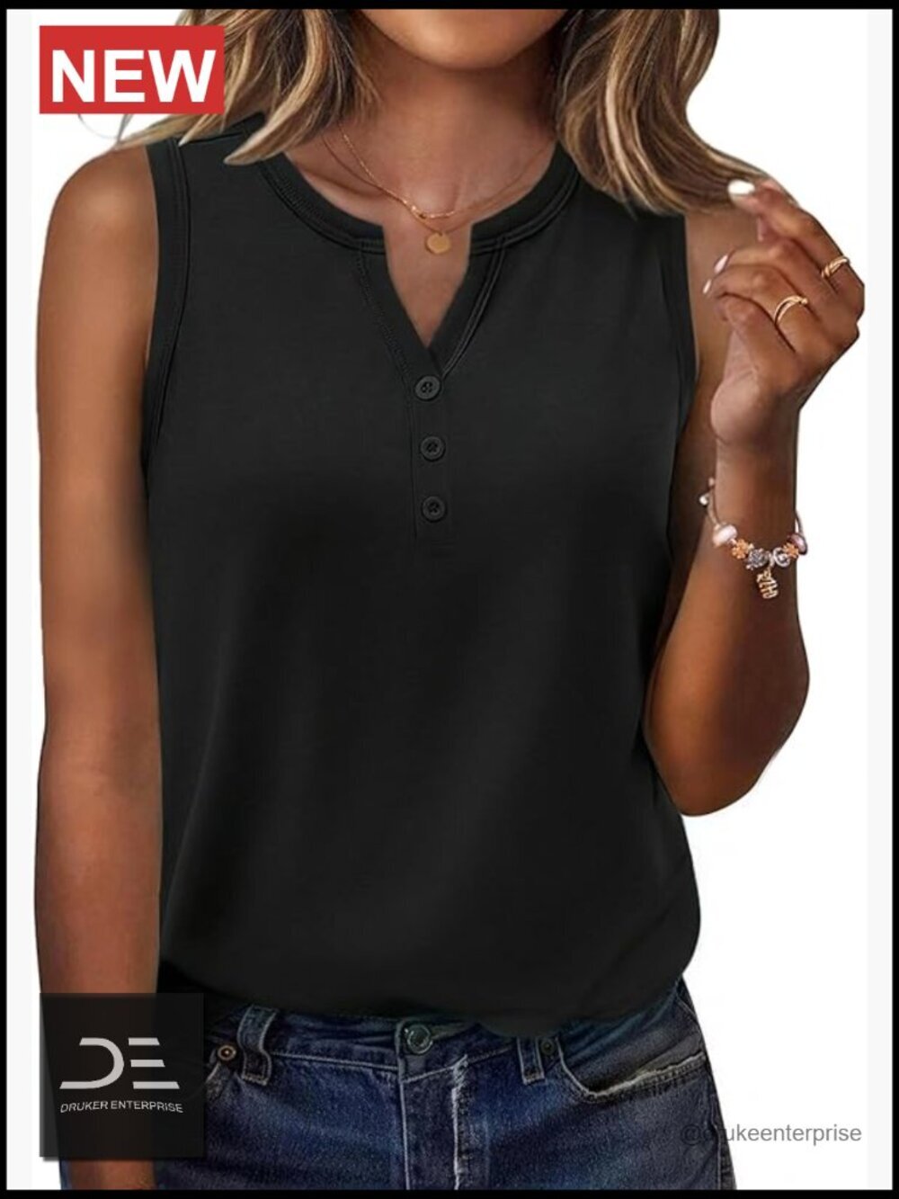 Sleeveless V-Neck Tank Top Loose Fit Business Casual Top